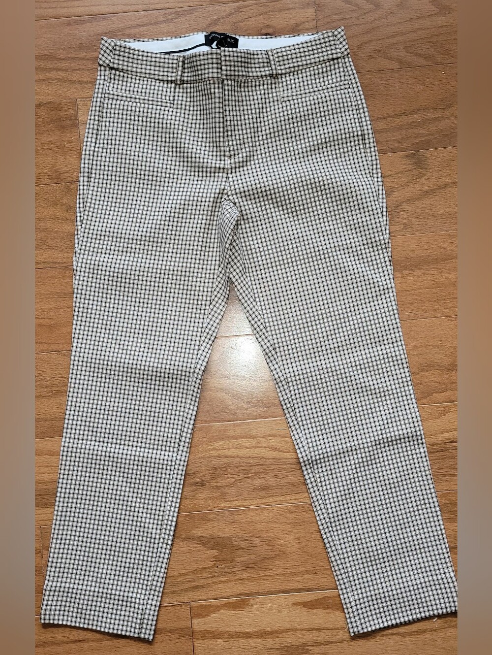 Banana Republic Checked Sloan Ankle Pants in Brown, Black and White 4P NWT